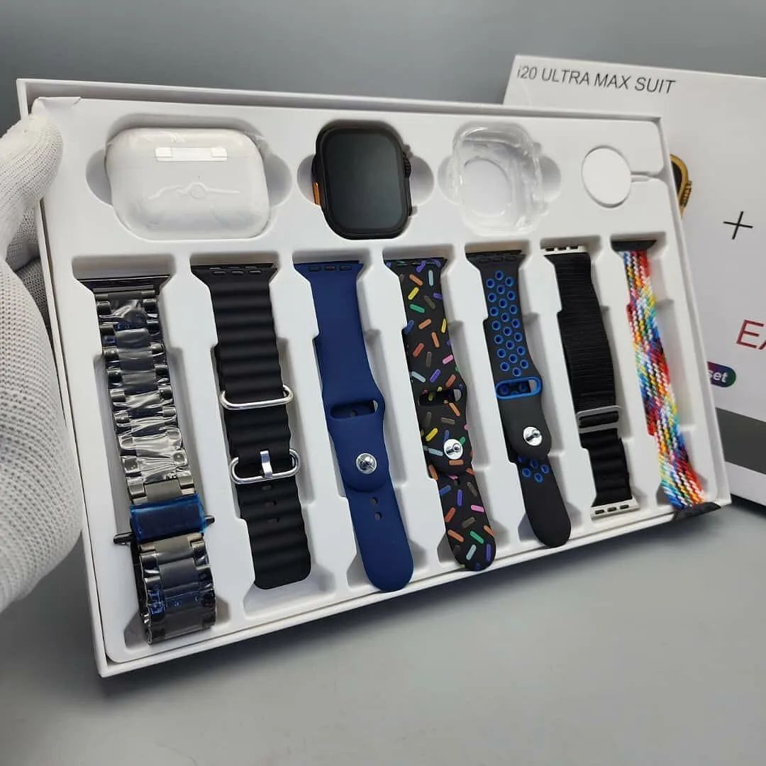 I20 Ultra Max Suit  Watch + Earbuds (10 in 1 Set)